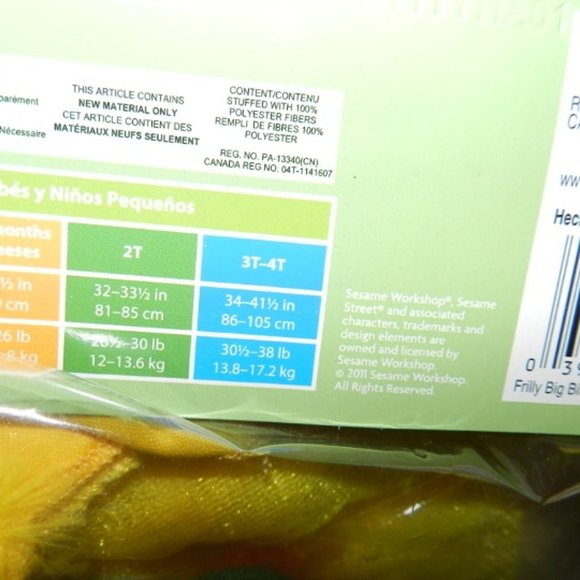 SESAME STREET "BIG BIRD" FRILLY  ADORED GIRLS SIZE 2T COMPLETE COSTUME SET NWT! - Picture 9 of 12